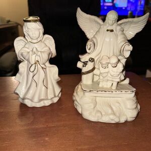 vintage white porcelain angel figurines